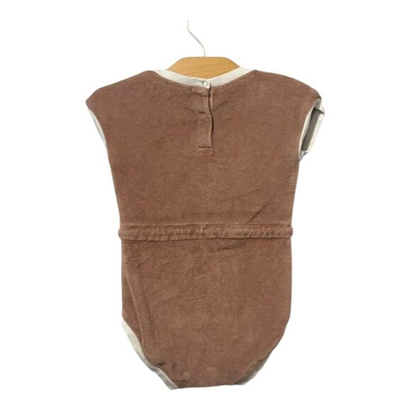 QUINCY MAE Terry Retro Romper in Terracotta 12-18 Months - Picture 3 of 6